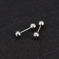 16G silver stainless steel cartilage stud with hammered texture and screw ball back - Round Ball-4mm / Steel