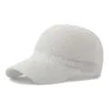 Sparkling white sequined mesh baseball cap with breathable knit fabric and curved brim - White
