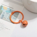 Bright orange painted metal keychain ring with small bell accessory for DIY bag charms - Orange Red