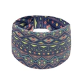 Elastic wide headband featuring colorful bohemian tribal geometric patterns on white background - Style 8