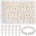 Detail of 24-compartment storage box with assorted cream white faux pearls for DIY jewelry - Style 3: 1890PCS 24 Grids Pearls + String