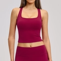 Deep red racerback sports tank top for women, high-elastic fitness yoga wear in wine red - Raspberry Red