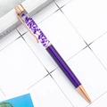 DIY ballpoint pen with purple dried flowers inside transparent barrel and rose gold trim - Transparent Purple
