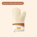 Insulated white silicone oven mitt with anti-slip texture and coffee bread pattern - Coffee Bread Full Silicone-1Pc