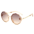 Children's flower-shaped round sunglasses in champagne amber with gradient brown lenses - Champagne