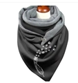 Thick hooded shawl scarf in dark grey with white feather and footprint patterns - 150*75cm / Dark Grey Black Feather Paw (Image 37)