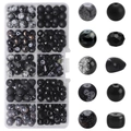 DIY bead set in 10-grid box featuring black and grey gradient glass beads for jewelry - Black Series approx 200pcs