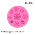 Molde de silicona rosa con nueve diseños de rosas en varios tamaños para decorar tartas - Rosa