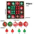 44pcs Red and Green Christmas Ball Ornaments Set with Snowflakes and Stripes Patterns - 616-13 (Red & Green Set - 44pcs) / 3+6cm