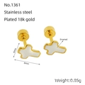 Orecchini a croce in acciaio inossidabile placcato oro 18K con smalto bianco - Stile Bianco (ZE1361G-01)
