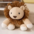 Handcrafted crochet lion plush toy with beige body and brown fringe mane details - 15cm Lion