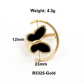 Macro shot of gold butterfly ring with dimensions 12mm height and 4.3g weight details - Black Butterfly Moon Style (R5325-Gold)