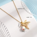 Golden hummingbird pendant necklace with sparkling colorful cubic zirconia and rainbow stone - Hummingbird with Iridescent Oval Crystal