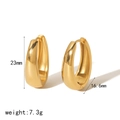 18k gold plated U-shaped titanium steel hoop earrings with 23mm height and 7.3g weight - 23mm Gold Large Hoop Earring (TE6605-G)
