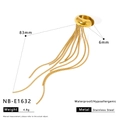 Specifiche dettagliate del copriorecchio in acciaio dorato con nappa e dati tecnici - Stile Nappa Sottile per Ear Cuff (NB-E1632)