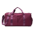 Deep purple nylon fitness bag with hand straps, adjustable shoulder strap and front pockets - Thickened Fuchsia