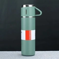 Minimalist sage green insulated thermos bottle with portable handle and hot/cold seal - Green Cup