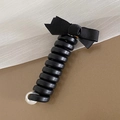 Élastique à cheveux spirale noir avec nœud en tissu pour queues de cheval hautes élégantes - Noir