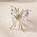 Artistic mixed-tone butterfly ring with liquid metal texture and irregular wavy design - Liquid Metal Butterfly (Two-tone) (RZ0869hudie)