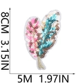 Detail view of pink and gold sequin feather patch with 8cm x 5cm size measurements - 3# Feather