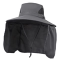 Cappello da sole outdoor grigio scuro con tesa larga, protezione nuca e mesh traspirante - grigio scuro