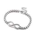 Bracciale con simbolo infinito in acciaio inossidabile e catena regolabile - Stile Infinito Argento (KB151859-KFC)