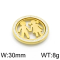 Colgante redondo de acero de titanio dorado con siluetas de niños y cristales incrustados - 30MM / Dorado