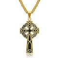 Collier homme avec pendentif croix celtique or et noir en acier inoxydable avec chaîne - Nœud Celtique Or