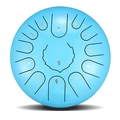 Blue 11-note steel tongue drum with numbered scales on a clean white background - Light Blue - Maple Leaf (12 Inch 13 Notes)