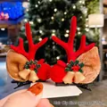 Christmas reindeer antler hair clips with bells and plush ears, size 4x7.5cm - A15# Bell Style