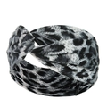 Detailed view of twist knot headband with black and white leopard pattern fabric - Black and White Leopard Print (20)