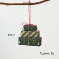 Mini gestapelde kerstcadeau doos hanger van 10 cm met groene patronen voor de boom - Groene 3-Delige Set/8g