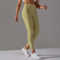 High-waisted avocado green yoga pants with tummy control and seamless design for women - Olive Green