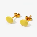 Mini macaron bean earrings in vibrant yellow enamel with gold stainless steel studs - Yellow
