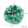 Detail of St. Patrick's Day 42cm green wreath with a black truck and clover pattern - Green Truck Wreath