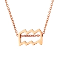 Aquarius zodiac pendant necklace in rose gold finish with wave symbol and O-chain - Aquarius - Rose Gold