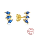 S925 sterling silver marquise blue zircon hoop earrings with gold plating finish - 925 Silver / Gold-Blue Zirconia