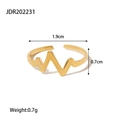 Détails de la bague dorée battement de coeur avec dimensions 1,9 cm de large et 0,7 cm - Onde de Battement de Coeur / Or (Ligne de Battement de Coeur)