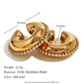 Golden 18K gold-plated C-shaped stainless steel earrings with sparkling rhinestones - Zirconia Chain Hollow Polished Ear Clip - Gold