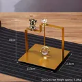 Golden square metal tissue holder with elegant bear ornament and clear crystal knob - Square Bear Style / Gold