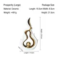 Abstract white and gold ceramic flame sculpture in large size for modern home decor - Rising Sun Abstract Ornament - Large