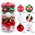 30pcs Red Green White Christmas Ornament Set with 6 Patterns and 6cm Plastic Baubles - Painted Special Shape (MJCHQ104) / 30Pcs Pack / Red Green White Mix