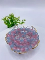Detailopname van 8mm roze en blauwe glazen kralen in een kom met een gouden rand - 2# Rood En Blauw Verloop | 8 Mm