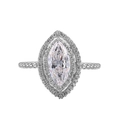 Elegant S925 sterling silver marquise cut ring with double halo diamond setting - US 5 / Style 4 (3.5g)