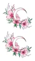 Adesivi per tatuaggi temporanei con fiori rosa e viola e motivo a luna crescente - Stile Floreale Luna (LY074)