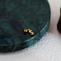 Polished golden letter S alphabet pendant with metallic ball on marble base - Letter Pendant (S) / Gold