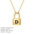 Collar de candado de acero oro de 14K con colgante de letra D negra grabada sutil - Estilo Letra D