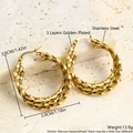 Three-layer 18k gold plated stainless steel twisted C-shape hoop earrings for women - EH06-1 Large Twisted Style / Gold