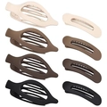 8-piece hair clip set with leaf-shaped duckbill and bobby pins in earth-toned matte colors - Set 11 (8-Piece Set: 4 Leaf Duckbill Clips + 4 Curved Pins/Earth Tone)