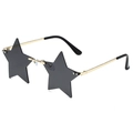 Rahmenlose sternförmige Sonnenbrille mit grauen Gläsern und goldenen Metallbügeln - Goldener Rahmen Graue Gläser